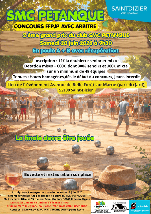 Concours en Doublette le 20 juin 2026 - Lieu à définir (52) - 00000