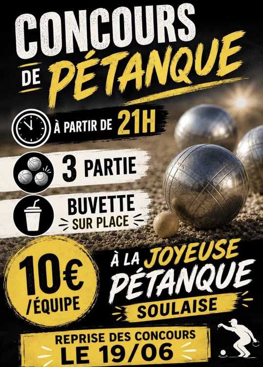 Concours en Doublette le 3 juillet 2026 - Soual - 81580