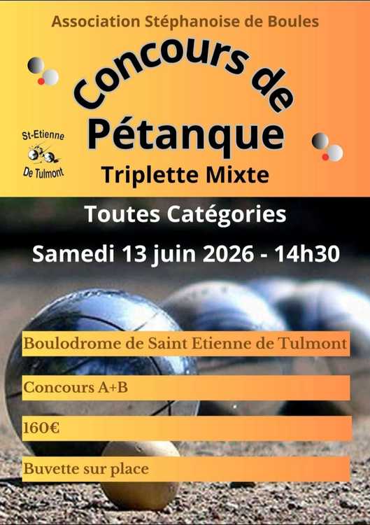 Concours en Triplette Mixte le 13 juin 2026 - Lieu à définir (82) - 00000
