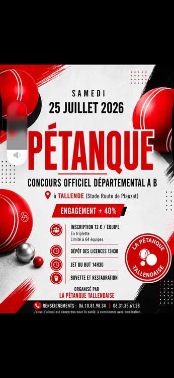 Concours en Doublette le 25 juillet 2026 - Lieu à définir (63) - 00000