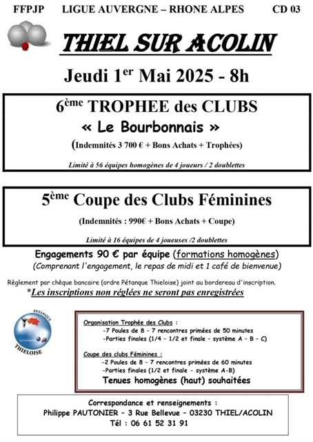 Concours de pétanque Officiel Masculin - Thiel-sur-Acolin
