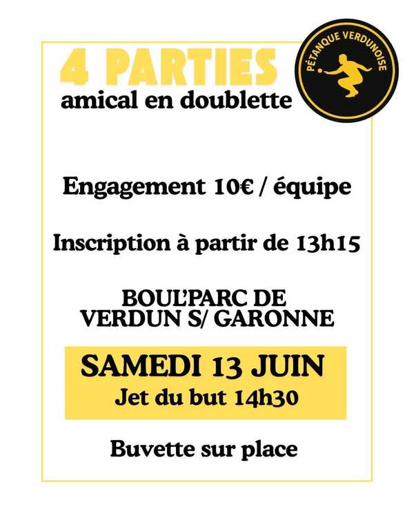 Concours en Doublette le 13 juin 2026 - Verdun-sur-Garonne - 82600