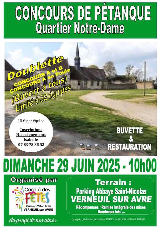 Concours de pétanque Ouvert à tous - Verneuil-sur-Avre