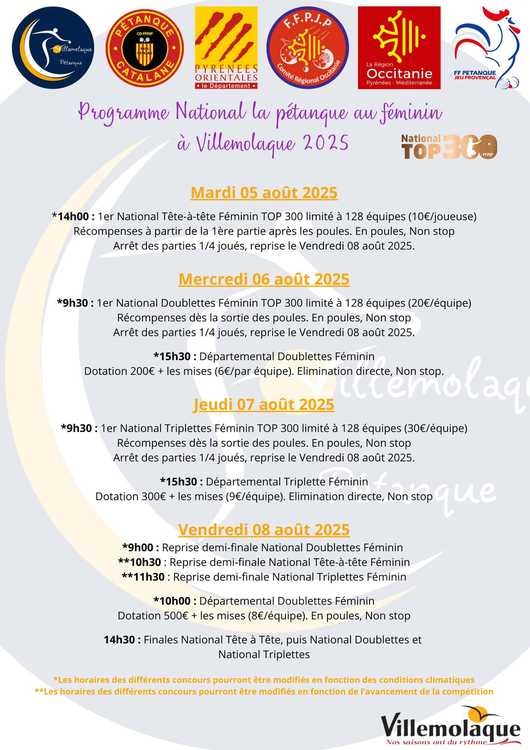 Concours de pétanque Officiel Féminin - Villemolaque