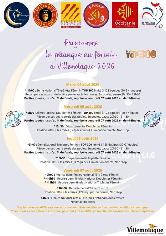 Concours en Triplette le 6 août 2026 - Lieu à définir (66) - 00000