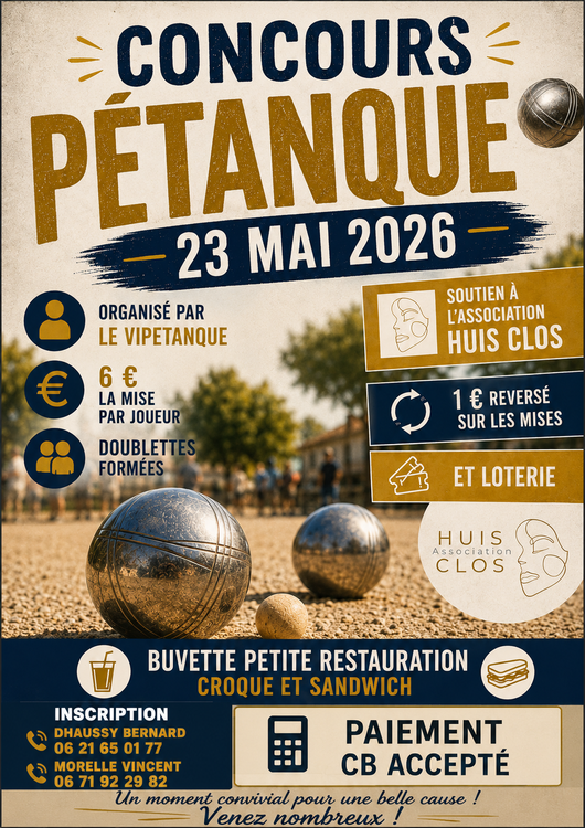 Concours en Doublette le 23 mai 2026 - Villers-en-Cauchies - 59188