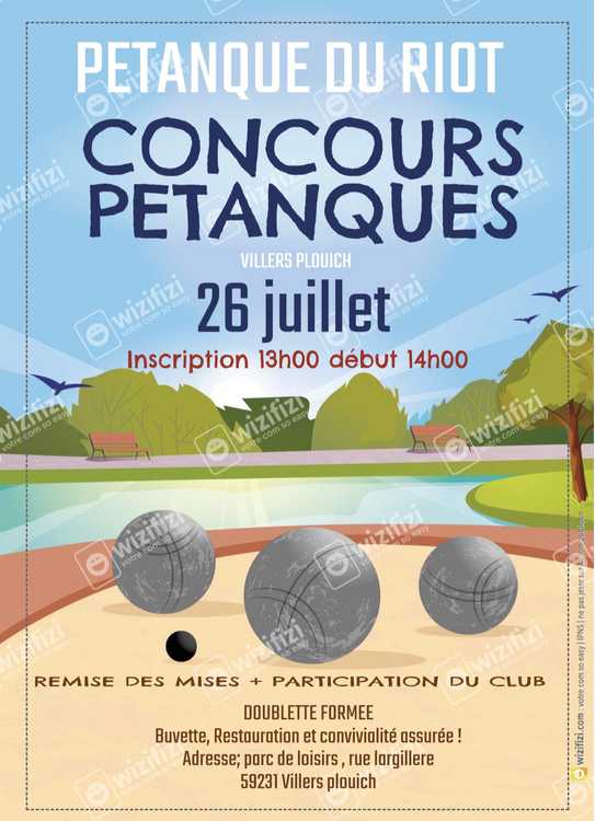 Concours en Doublette le 26 juillet 2025 - Villers-Plouich - 59231