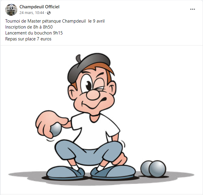 1er tournoi en doublette formée le 09 Avril - Evènement du club de pétanque MASTER PETANQUE