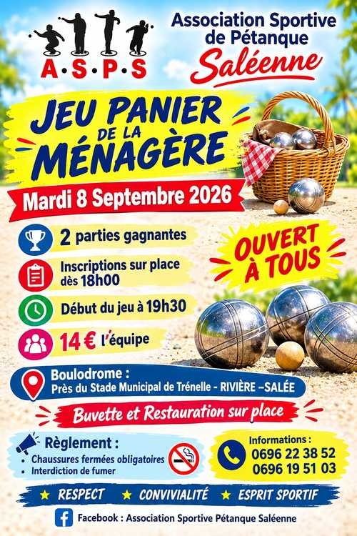 Le rendez-vous du mardi - Evènement du club de pétanque ASSOCIATION SPORTIVE DE PETANQUE SALEENNE ( A.S.P.S)