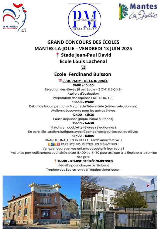 Les Petancoeurs Mantais proposent aux jeunes des écoles mantaises de découvrir leur passion ! - Evènement du club de pétanque Pétancoeurs Mantais