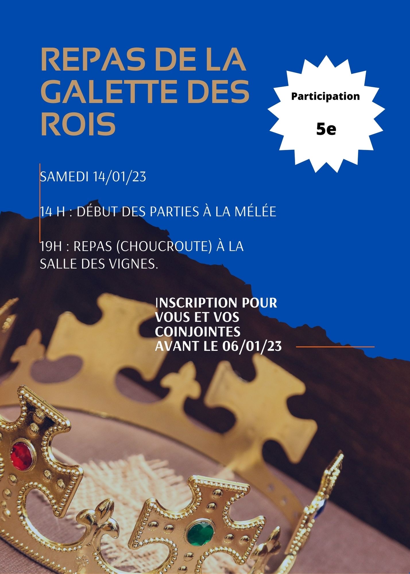 Repas de la galette des rois - Evènement du club de pétanque ESTO Pétanque