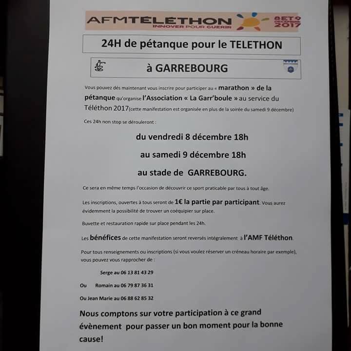 Téléthon - Evènement du club de pétanque La Garr'boule