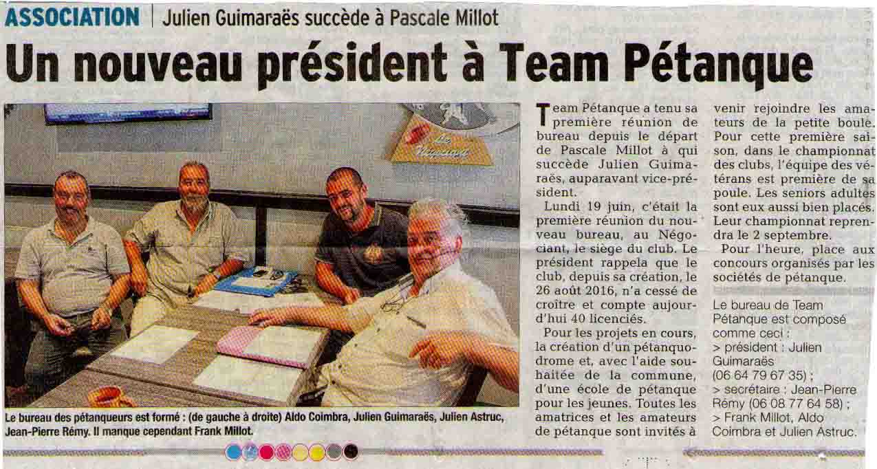 Photo du bureau du club de pétanque TEAM PETANQUE SAINT-MARCELLIN - Saint-Marcellin